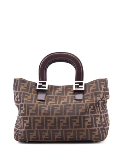 Pre-owned Fendi 2000s Zucca Pattern Handbag In Brown
