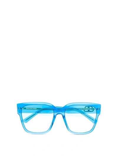 Shop Balenciaga Transparent Square Frame Sunglasses Blue