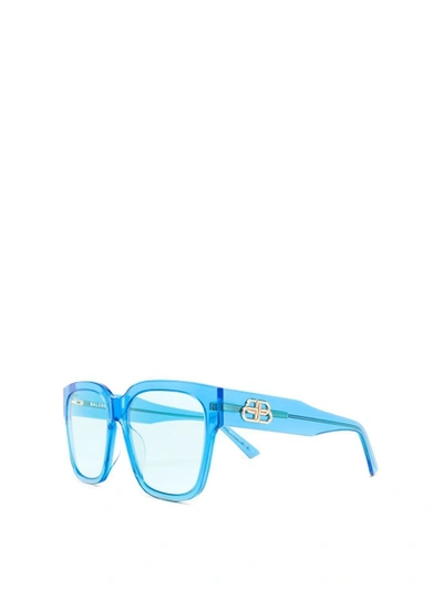 Shop Balenciaga Transparent Square Frame Sunglasses Blue