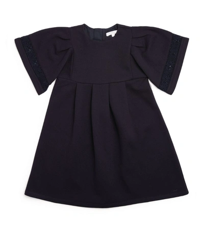 Shop Chloé Lace-trim Cotton Dress (2-14 Years) In Navy