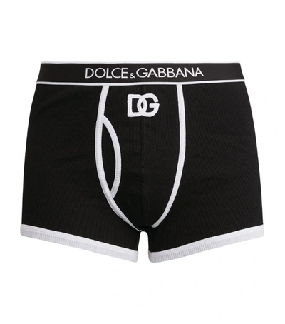 Shop Dolce & Gabbana Cotton Logo Boxers In Black