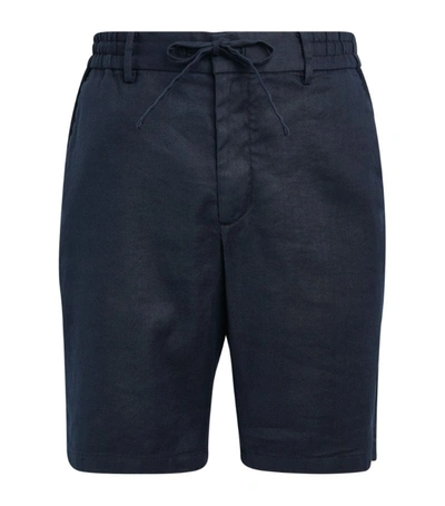 Shop Vince Linen-blend Shorts In Navy