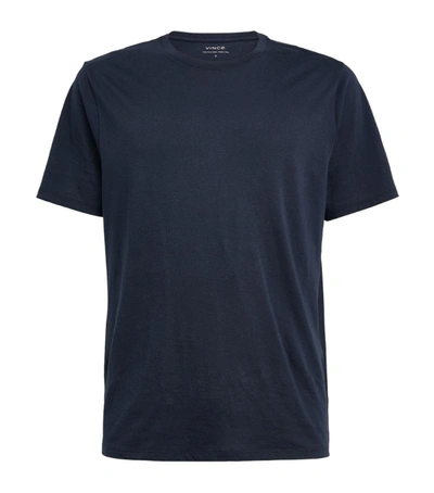 Shop Vince Washed Cotton T-shirt In Blue