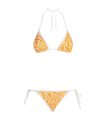 Shop Fendi Ff Triangle Bikini In Yellow