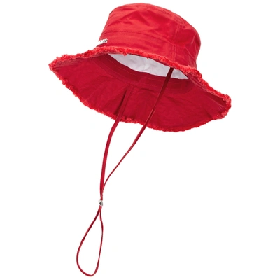 Shop Jacquemus Le Bob Artichaut Red Cotton Bucket Hat