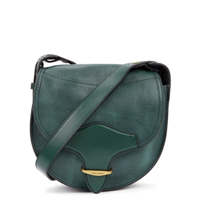 Shop Isabel Marant Botsy Green Grained Leather Saddle Bag In Dark Green