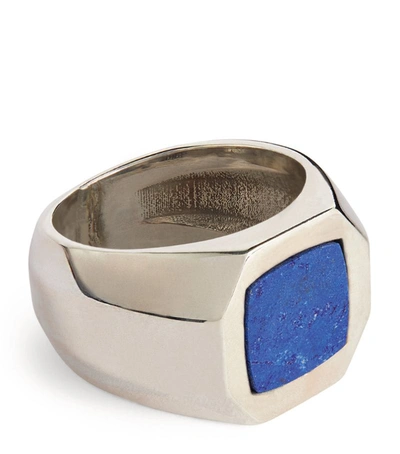 Shop Emanuele Bicocchi Sterling Silver And Lapis Lazuli Chevalier Ring