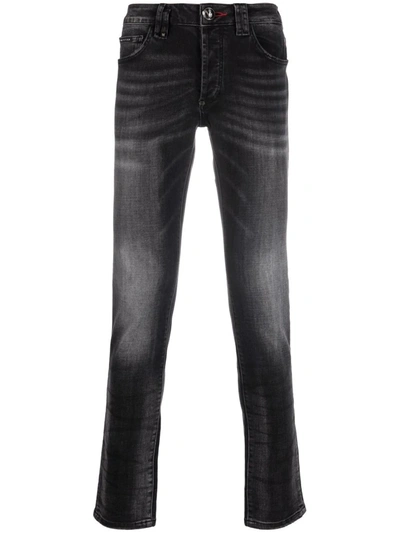 Shop Philipp Plein Straight-cut Denim Jeans In Grey