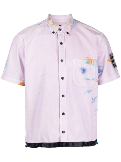 Shop Romeo Hunte Paint-effect Short Sleeve Shirt In Purple
