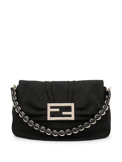Pre-owned Fendi Zucca Mia Shoulder Bag In Black
