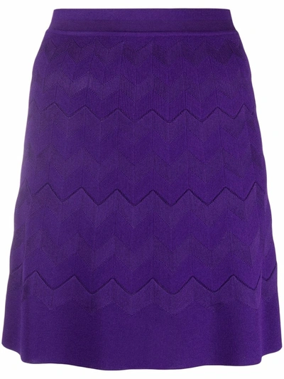 Shop Missoni Zigzag-knit Mini Skirt In Purple