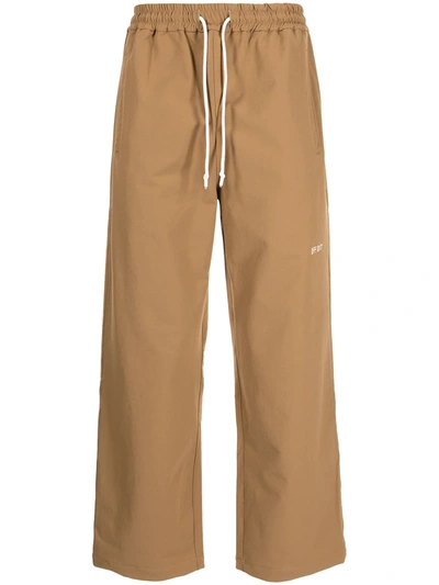Shop Off Duty Logo Embroidered Track Pants In Brown