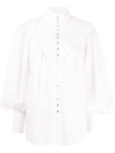 Shop Alemais Halcyon Tuck-front Blouse In White