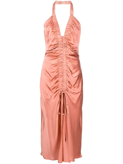 Shop Nicholas Halterneck Draped Dress In Pink