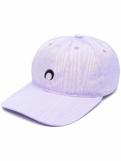 Shop Marine Serre Crescent Moon-embroidered Cap In Purple