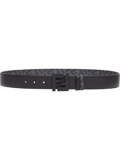 Fendi Mens Nero Reversible Logo-print Leather Belt 32 In Black