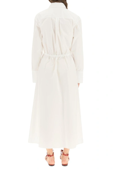 Shop Valentino Cotton Poplin Long Dress In White
