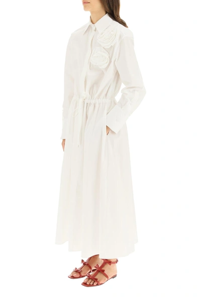 Shop Valentino Cotton Poplin Long Dress In White