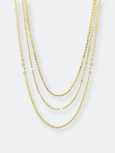 Shop Sterling Forever Dainty Three Layer Chain Necklace In Gold