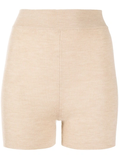 Shop Cashmere In Love Alexa Ribbed-knit Biker Shorts In Weiss