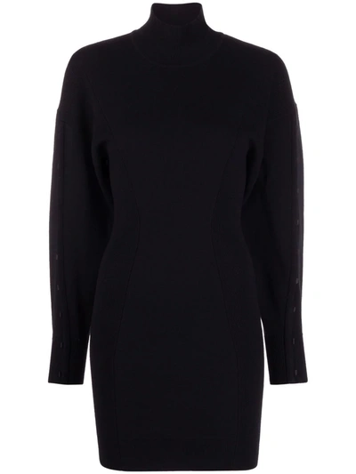 Diesel Roll-neck Knit Dress In Schwarz