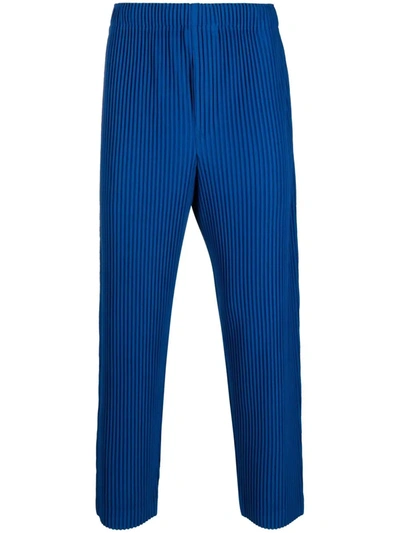 Shop Issey Miyake Pleated Straight-leg Trousers In Blau