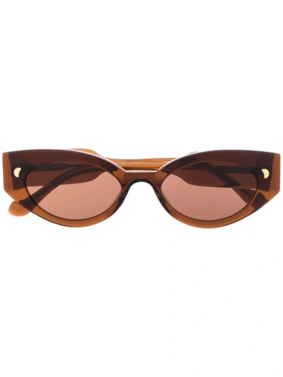 Shop Nanushka Azalea Cat-eye Sunglasses In Braun