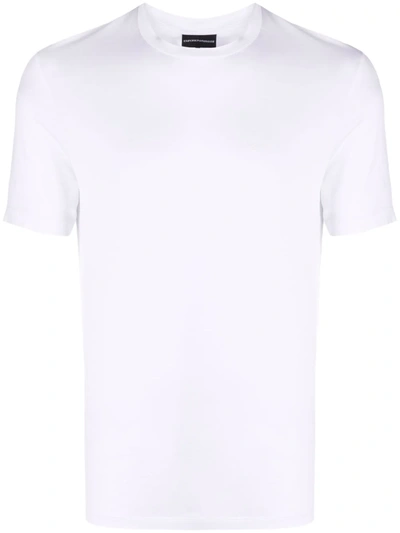 Shop Emporio Armani Logo-patch Crew-neck T-shirt In Weiss