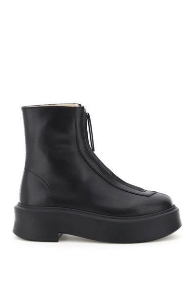 Shop The Row Zipped Leather Ankle Boots In Black