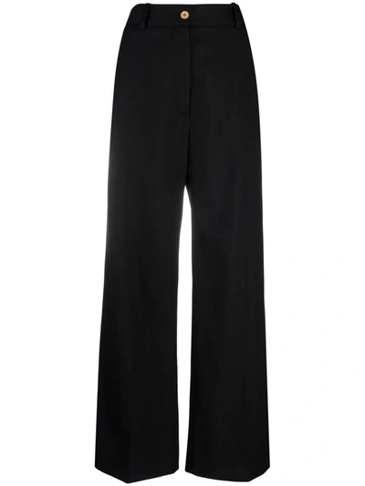 Patou Wide Leg High Waist Trousers With Belt Loops In Black