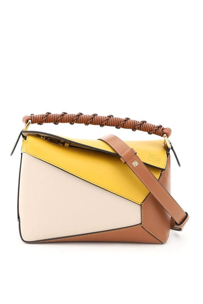 Shop Loewe Puzzle Edge Small Bag In Beige,brown,yellow