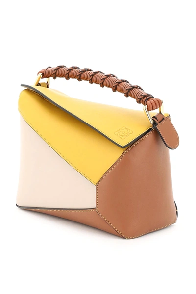 Shop Loewe Puzzle Edge Small Bag In Beige,brown,yellow