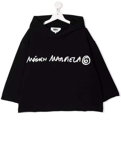 Shop Mm6 Maison Margiela Logo Print Hoodie In Black