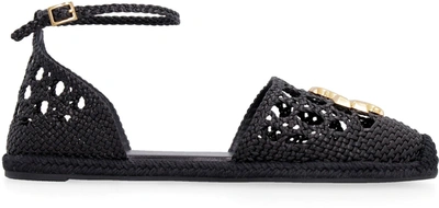 Shop Tory Burch Eleanor Woven Ankle In Black