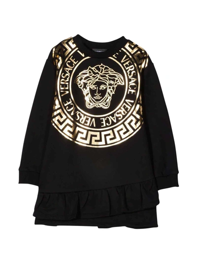 Shop Versace Kids Medusa Print Sweatshirt Dress In Black