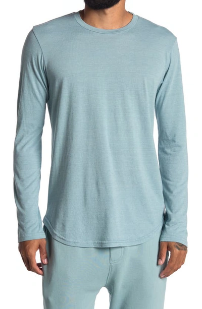 Shop Goodlife Scalloped Hem Long Sleeve T-shirt In Cameo Blue