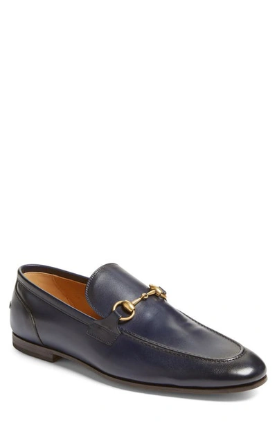 Shop Gucci Jordaan Horsebit Loafer In Blue Leather