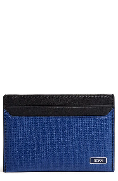 Shop Tumi Monaco Slim Leather Card Case In Navy