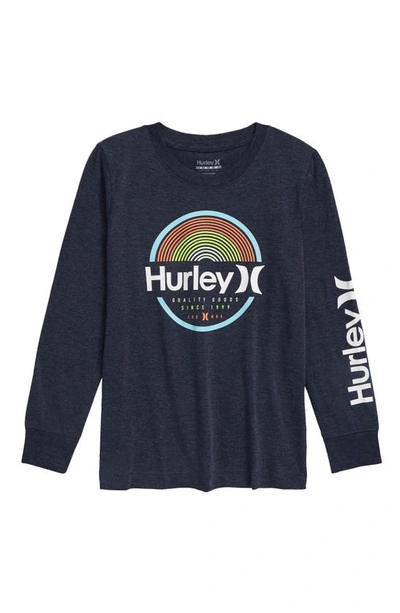 Shop Hurley Kids' Arches Long Sleeve Graphic Tee In Uu7 Obsidian Heather