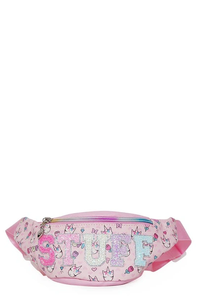 Shop Omg Accessories Kids' Stuff Glitter Belt Bag In Cotton Candy