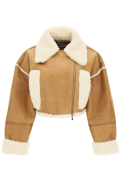 Shop Jacquemus Paiou Shearling Jacket In Camel (brown)