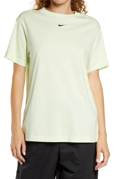 Shop Nike Essential Embroidered Swoosh Cotton T-shirt In Lime Ice/ Black