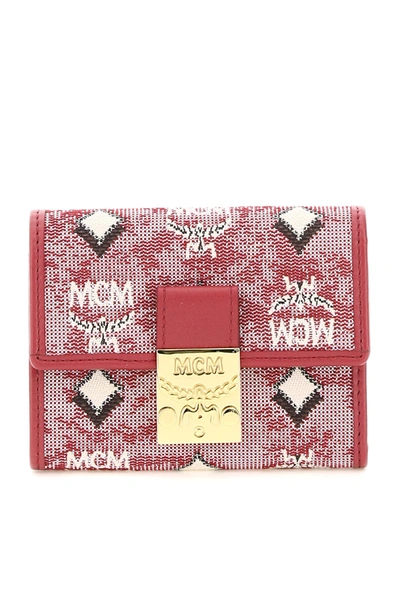 Shop Mcm Mini Trifold Wallet In Red