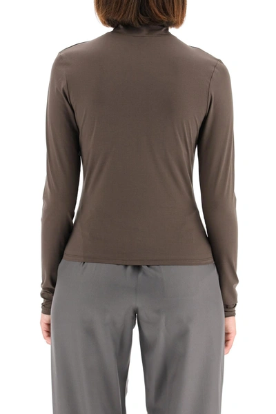 Shop Lemaire Turtleneck Top Second Skin Effect In Brown