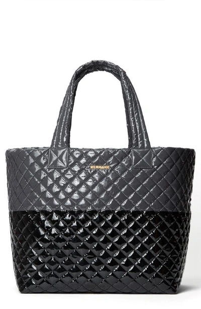 Shop Mz Wallace Large Metro Tote In Magnet/ Black Lacquer