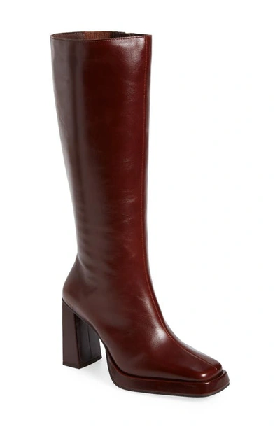 Shop Jeffrey Campbell Maximal Knee High Boot In Brown Leather