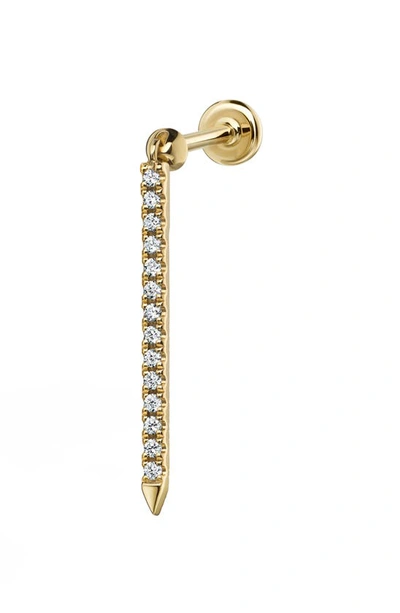 Shop Maria Tash Diamond Eternity Single Bar Charm Stud Earring In Yellow