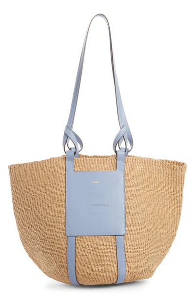 Shop Chloé X Mifuko Large Straw Basket Tote In Gentle Blue