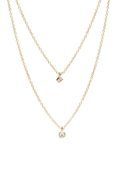 Shop Zoë Chicco Layered Diamond Pendant Necklace In 14k Yellow Gold