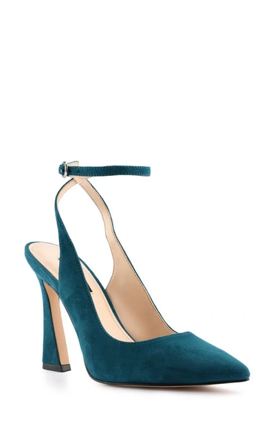 Shop Nine West Tabita Pointed Toe Pump In Teal Suede